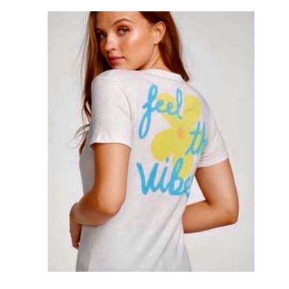 NWT Chaser Feel The Vibes Graphic Tee Shirt XS - Picture 1 of 5